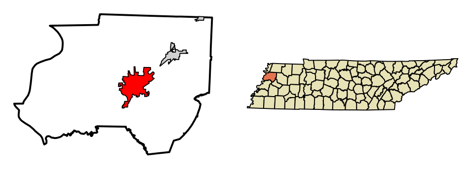 Locator map of Dyersburg