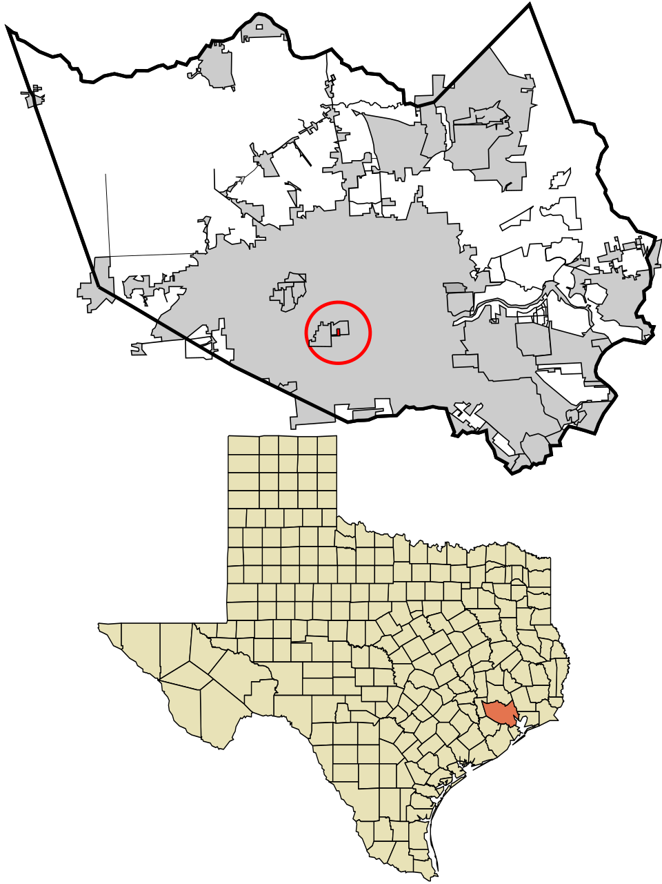 Locator map of Southside Place