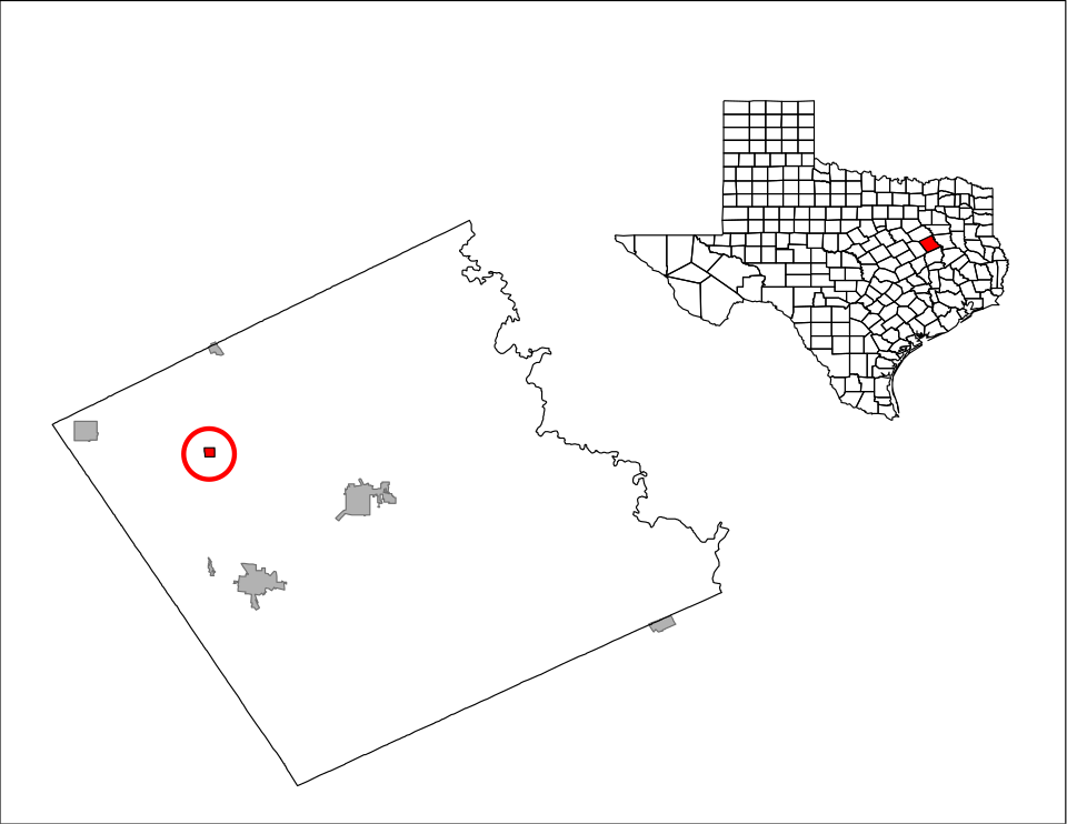 Locator map of Kirvin