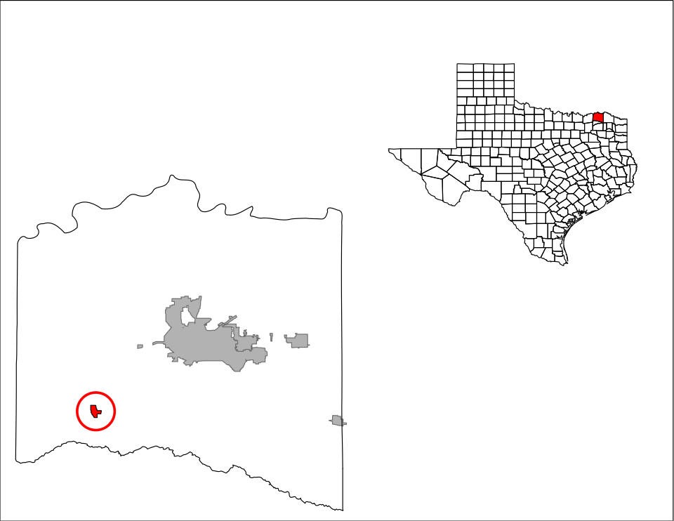 Locator map of Roxton