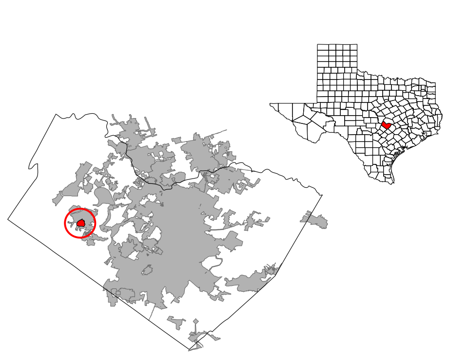 Locator map of The Hills