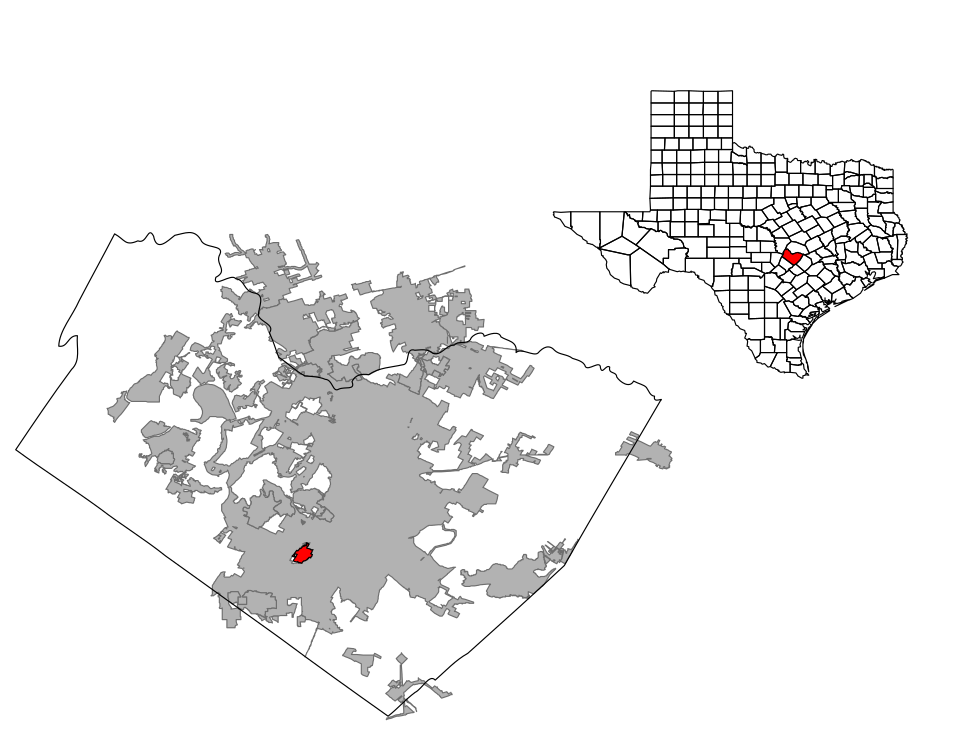 Locator map of Sunset Valley