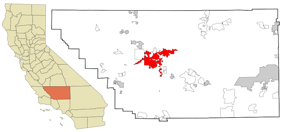 Locator map of Bakersfield