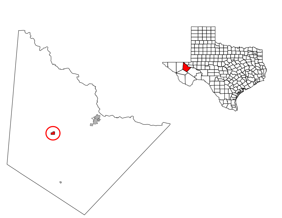 Locator map of Toyah