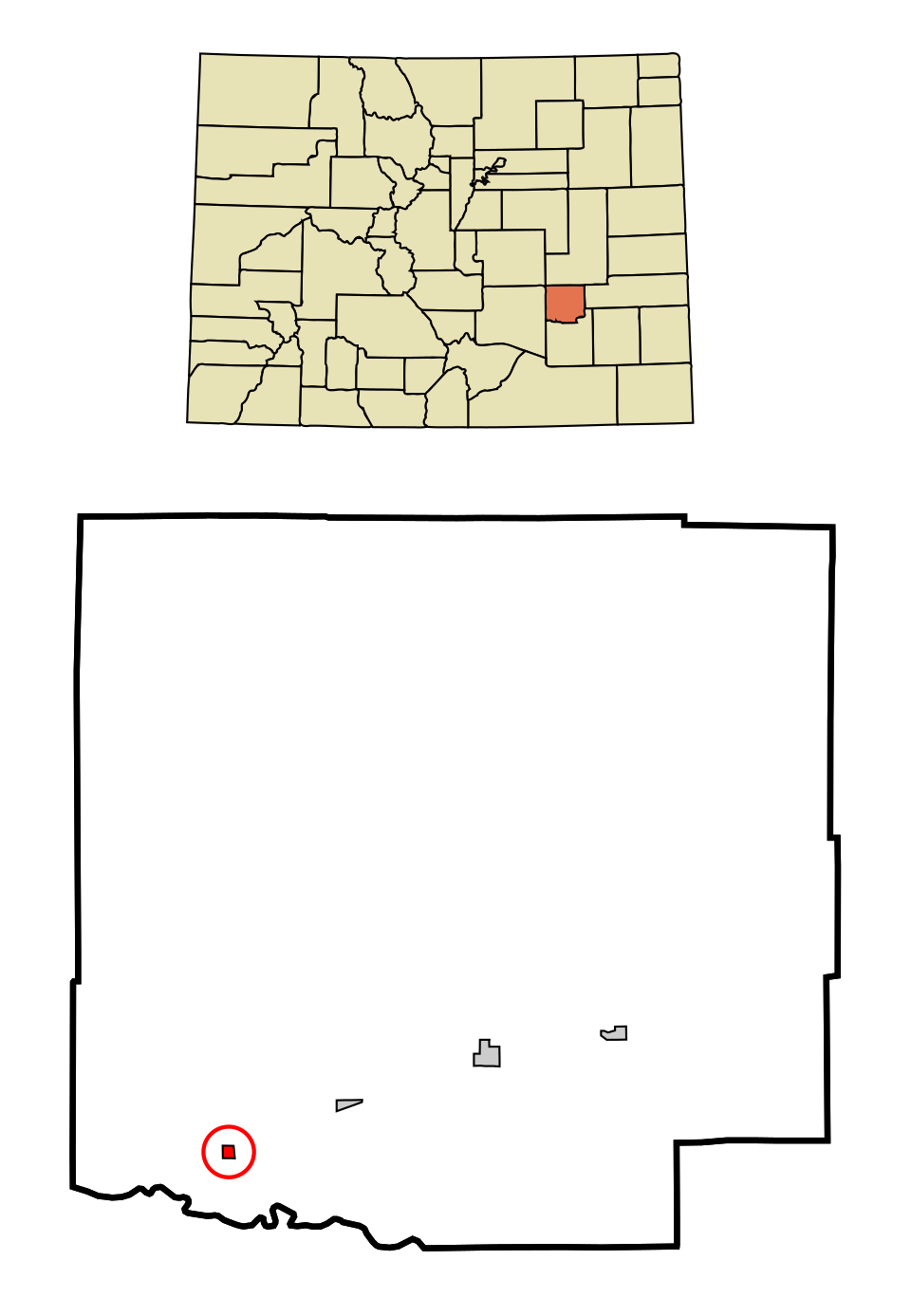 Locator map of Olney Springs