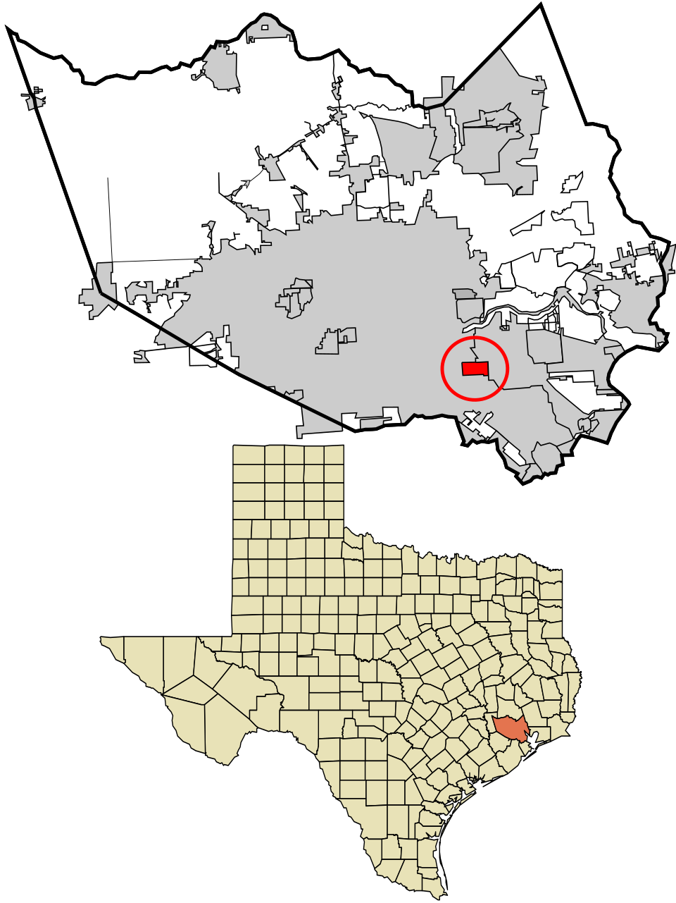 Locator map of South Houston