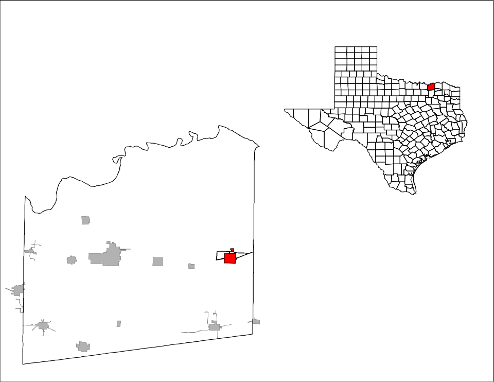 Locator map of Honey Grove