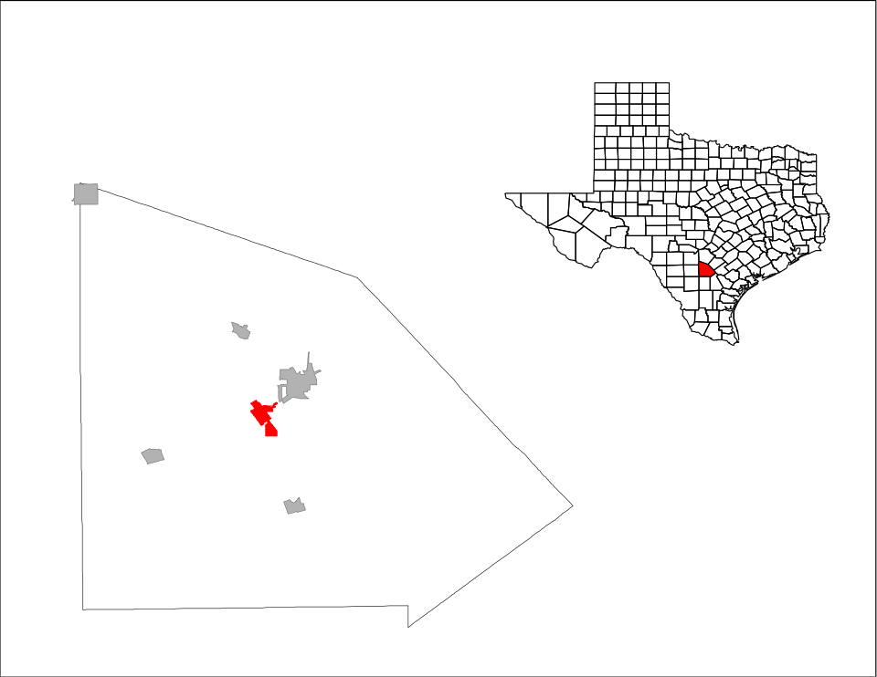 Locator map of Jourdanton