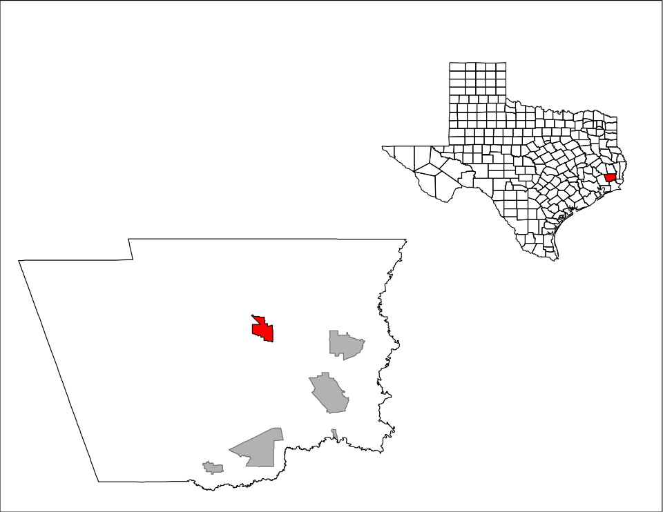 Locator map of Kountze