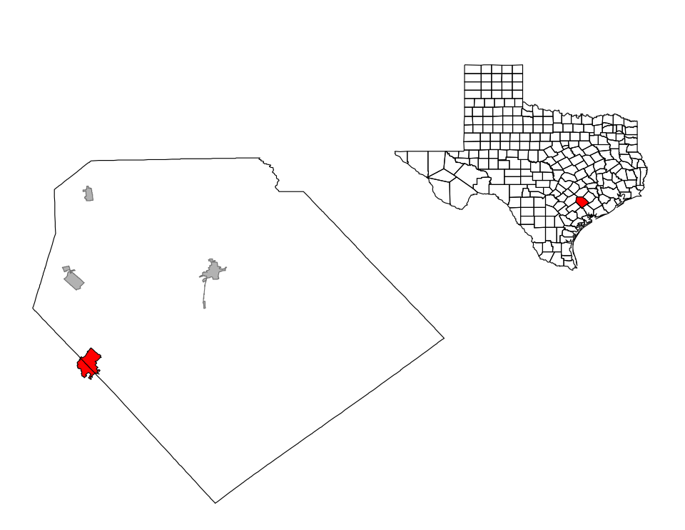 Locator map of Yoakum