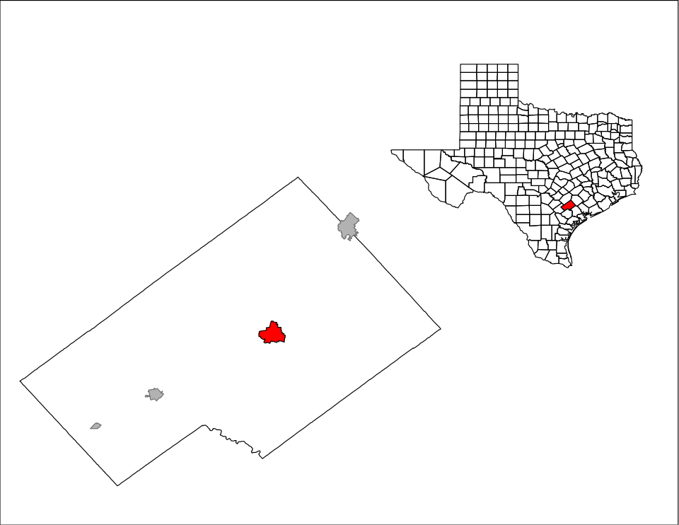 Locator map of Cuero