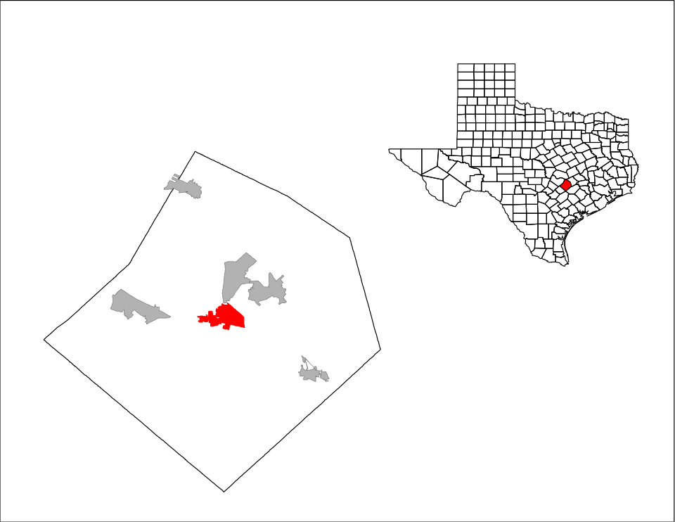 Locator map of Bastrop