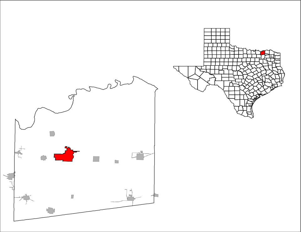 Locator map of Bonham