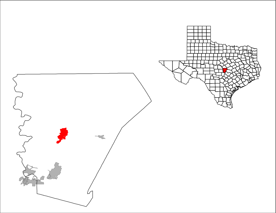 Locator map of Burnet