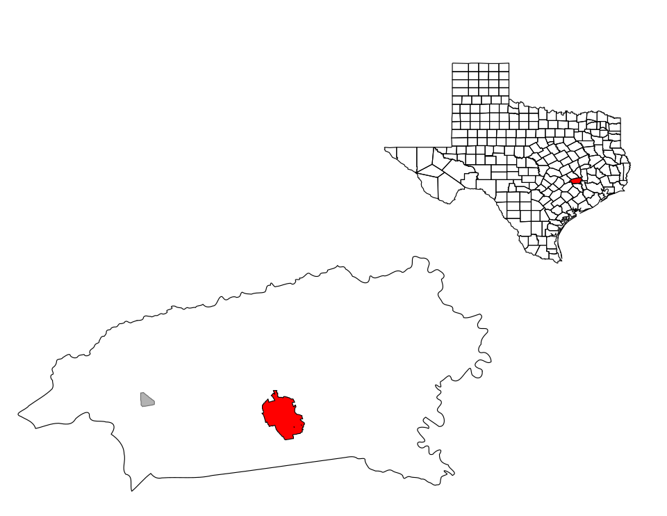 Locator map of Brenham