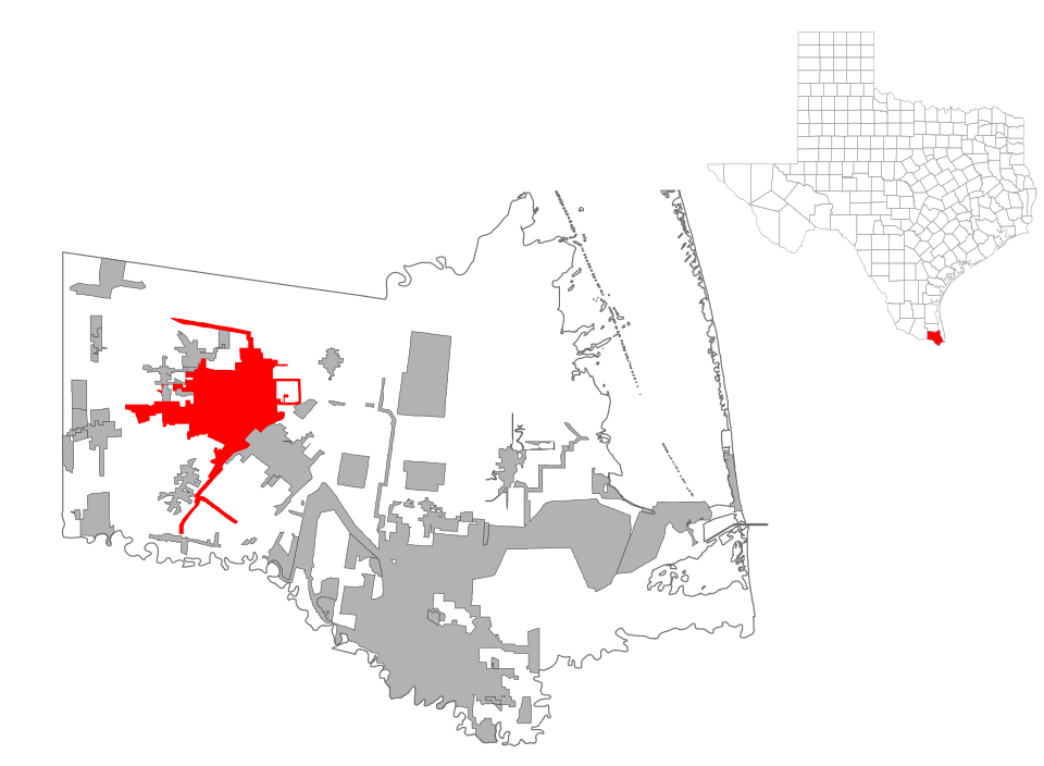 Locator map of Harlingen