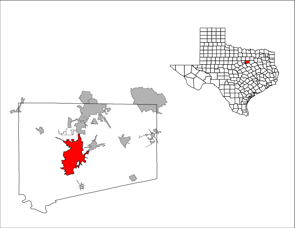 Locator map of Cleburne
