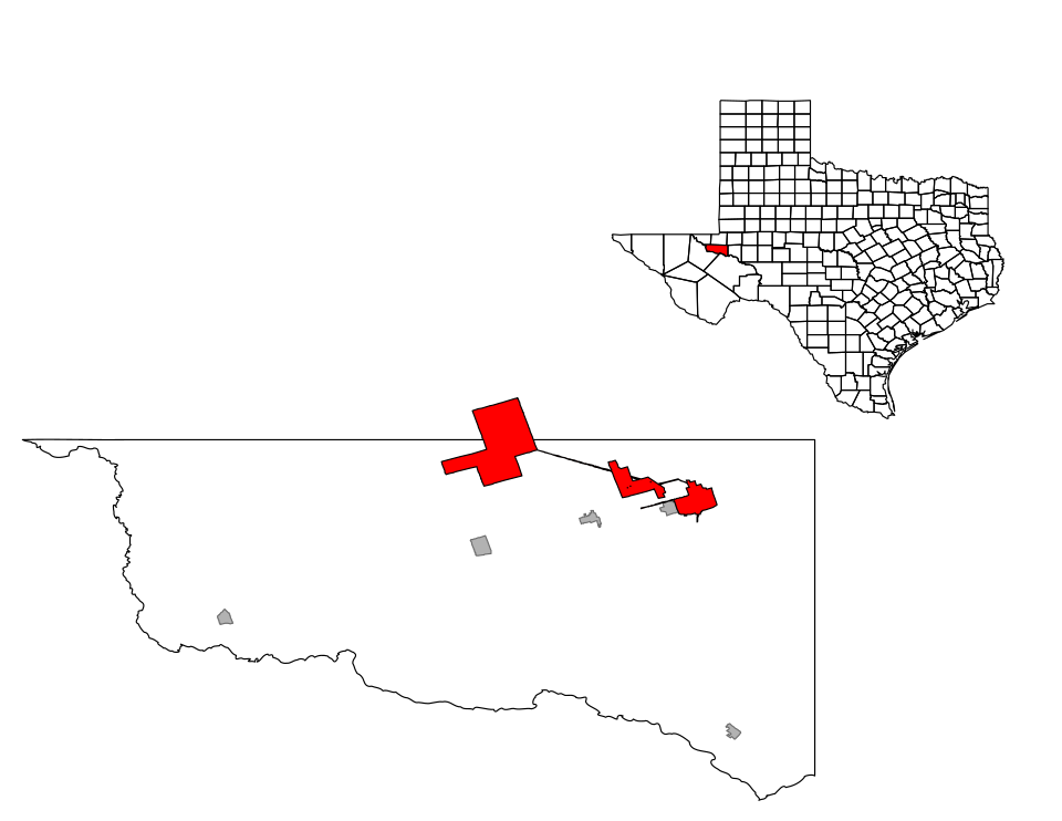 Locator map of Monahans
