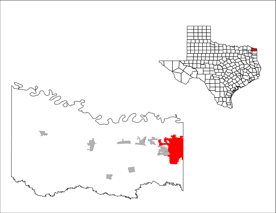 Locator map of Texarkana