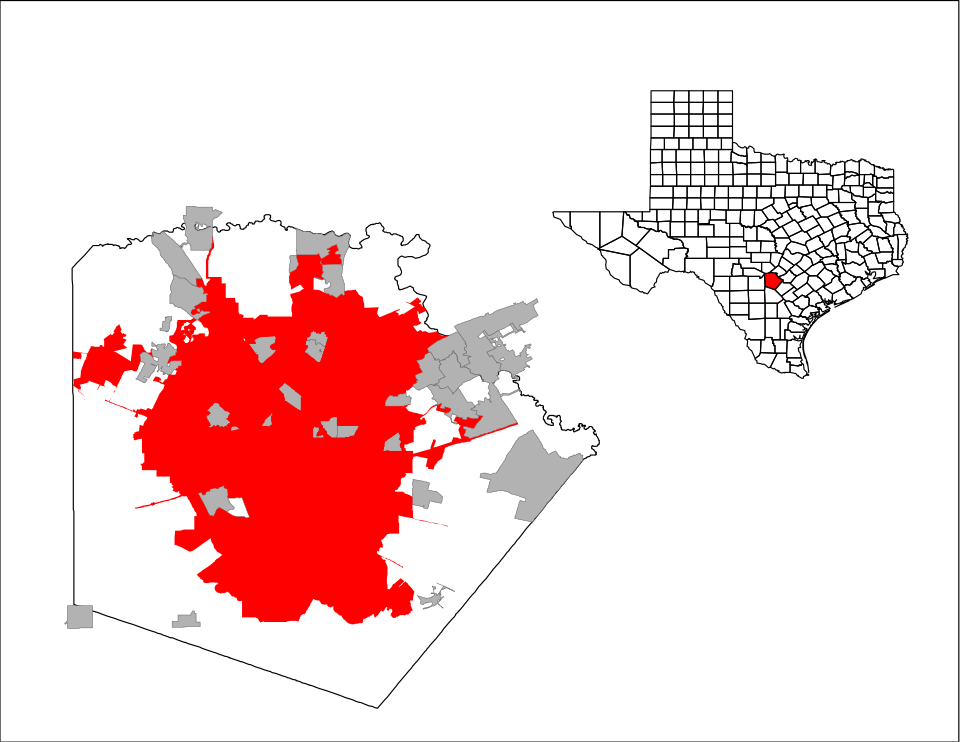 Locator map of San Antonio