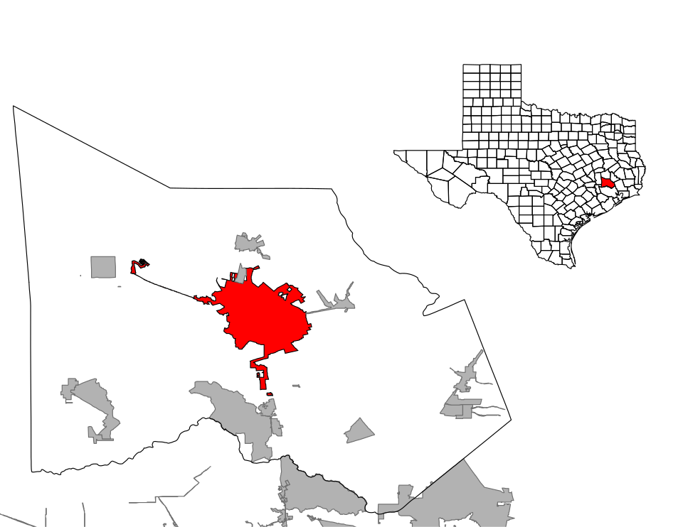 Locator map of Conroe