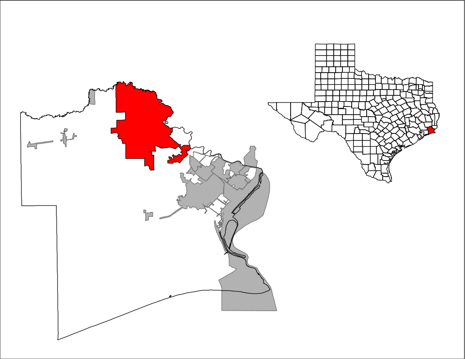 Locator map of Beaumont