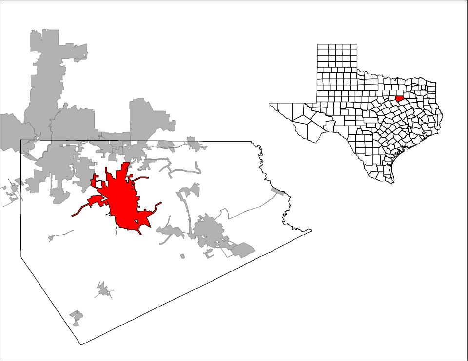 Locator map of Waxahachie