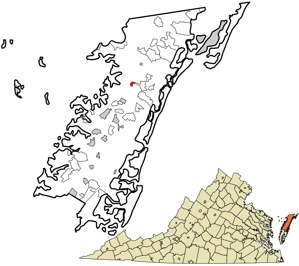 Locator map of Bloxom