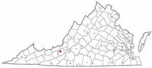 Locator map of Blacksburg