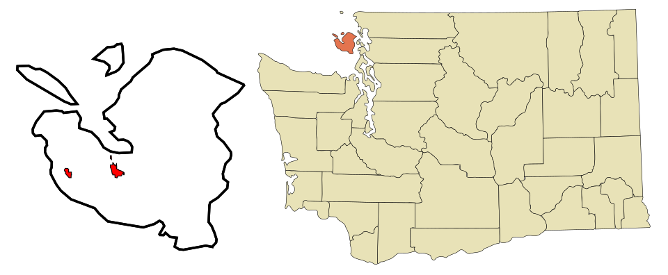 Locator map of Friday Harbor