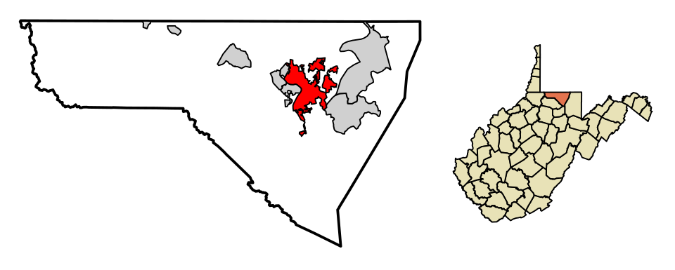 Locator map of Morgantown