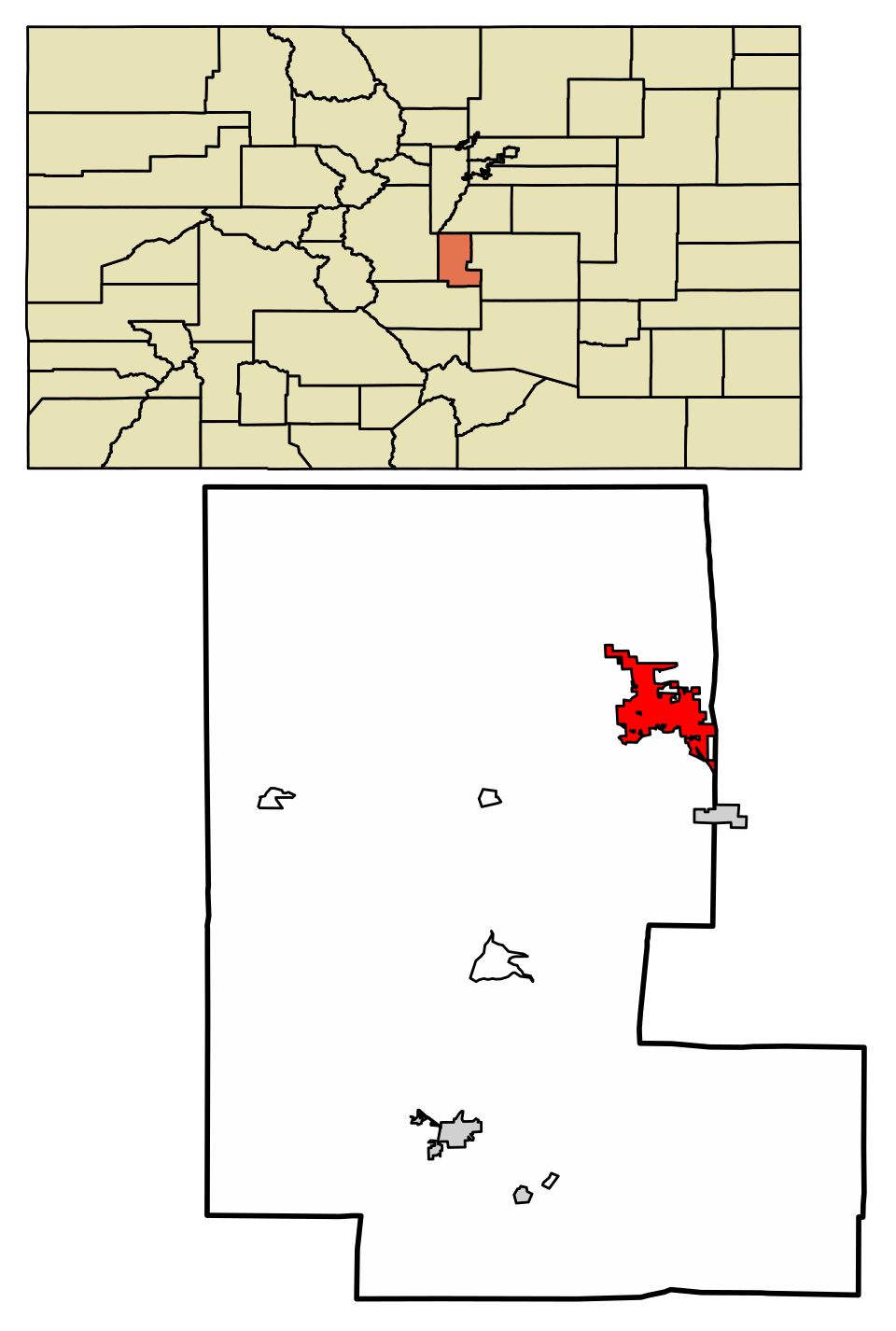 Locator map of Woodland Park