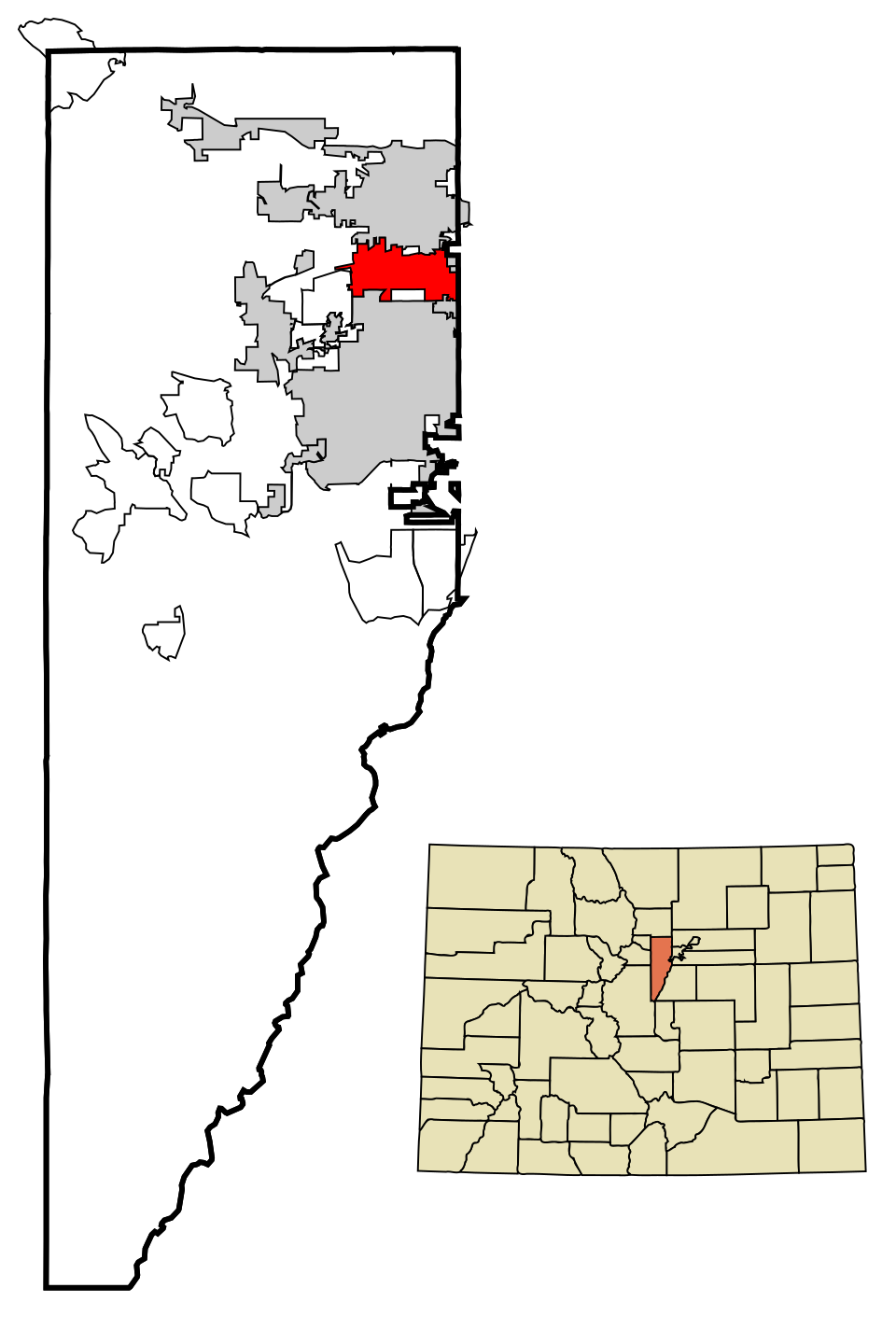 Locator map of Wheat Ridge