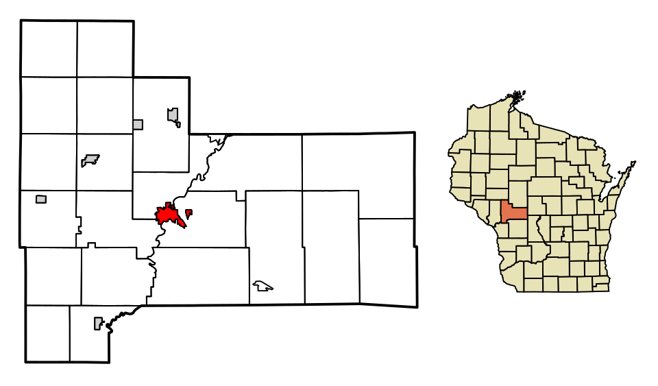 Locator map of Black River Falls