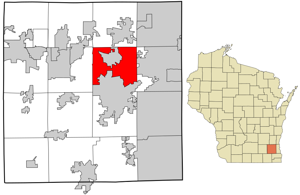 Locator map of Pewaukee