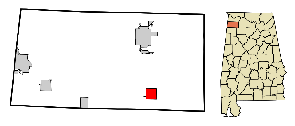 Locator map of Phil Campbell