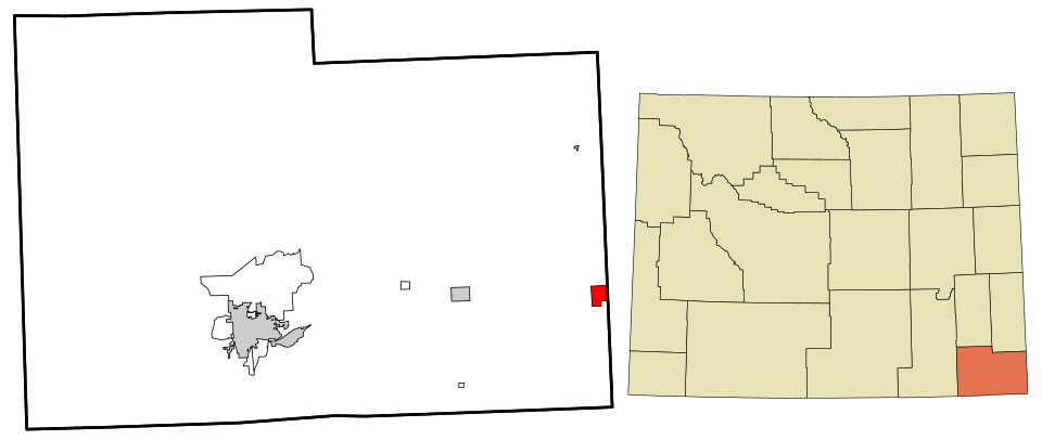 Locator map of Pine Bluffs