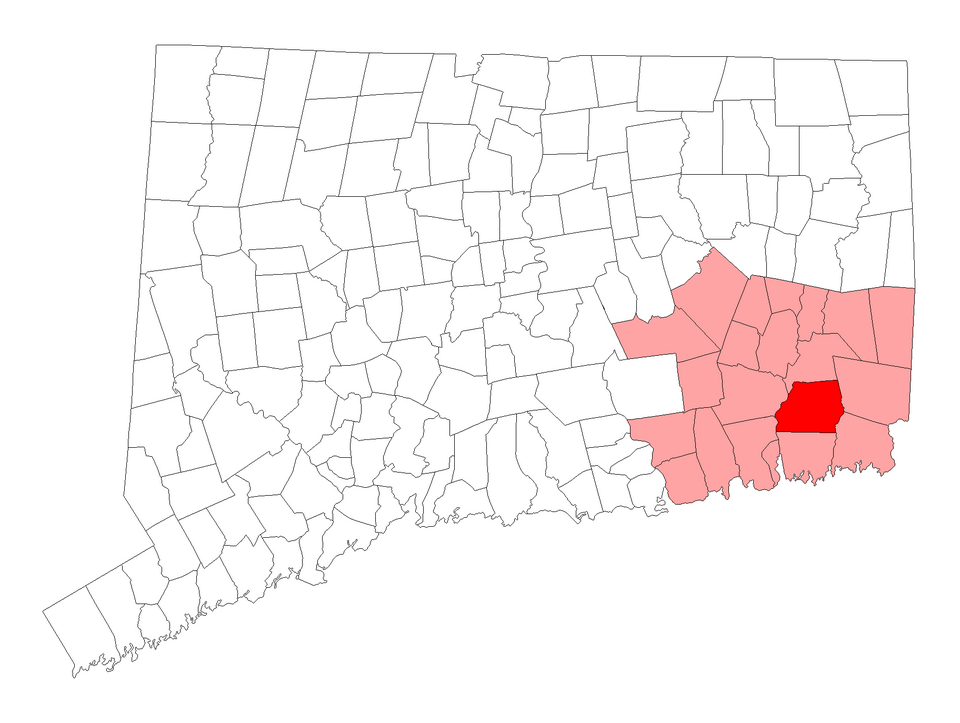 Locator map of Ledyard