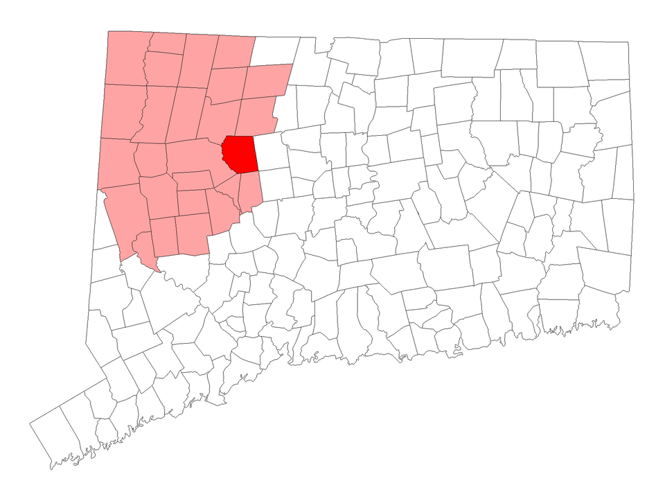 Locator map of Harwinton