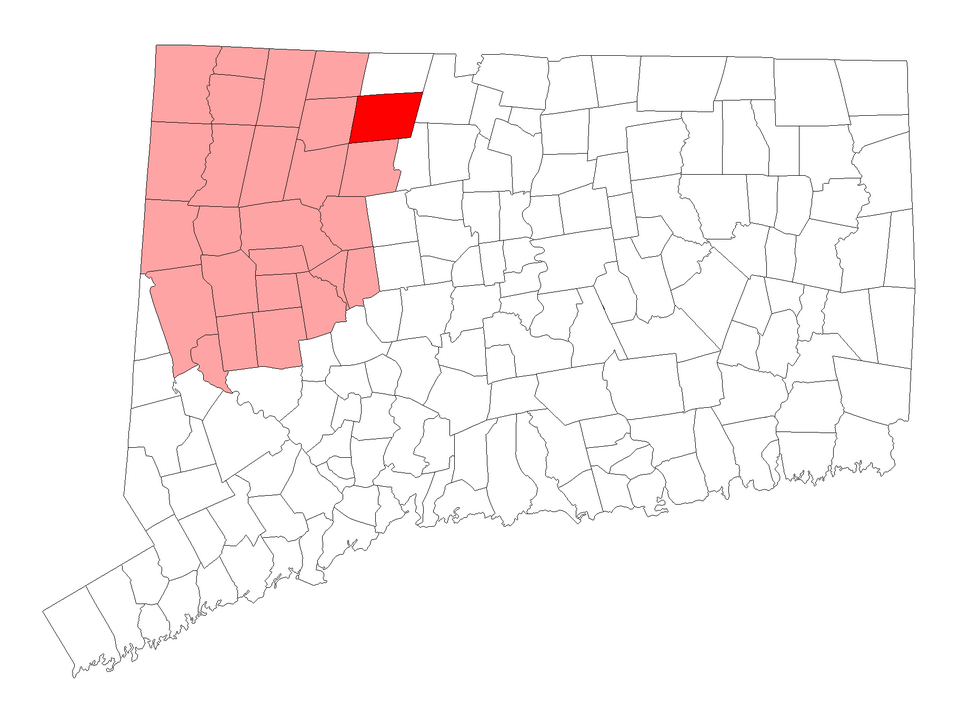 Locator map of Barkhamsted