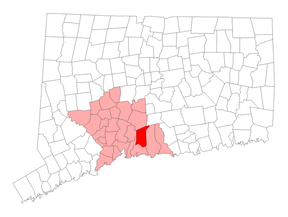 Locator map of North Branford