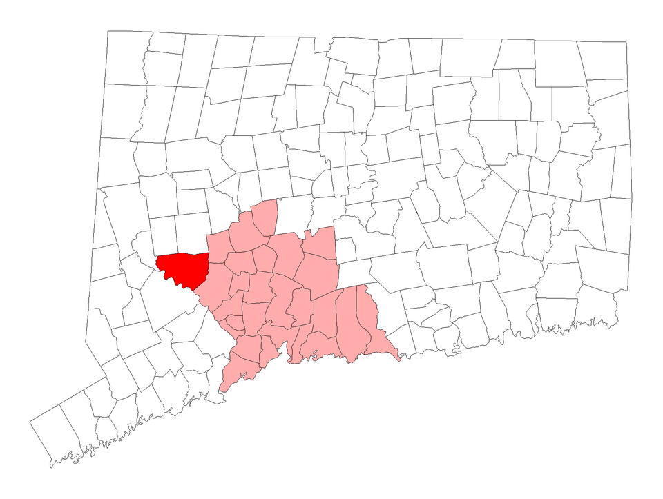 Locator map of Southbury