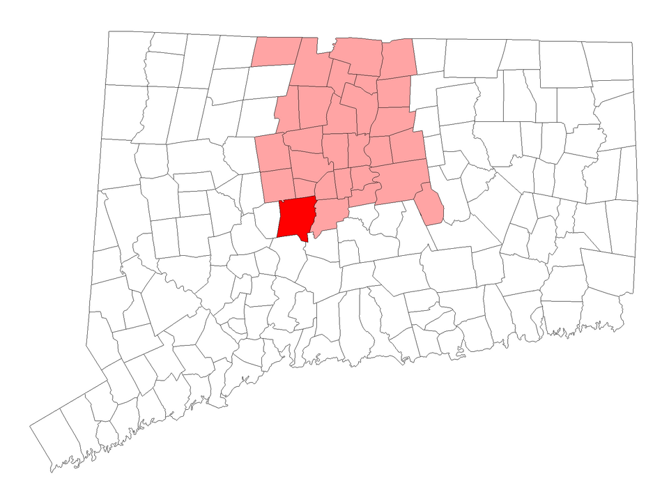 Locator map of Southington