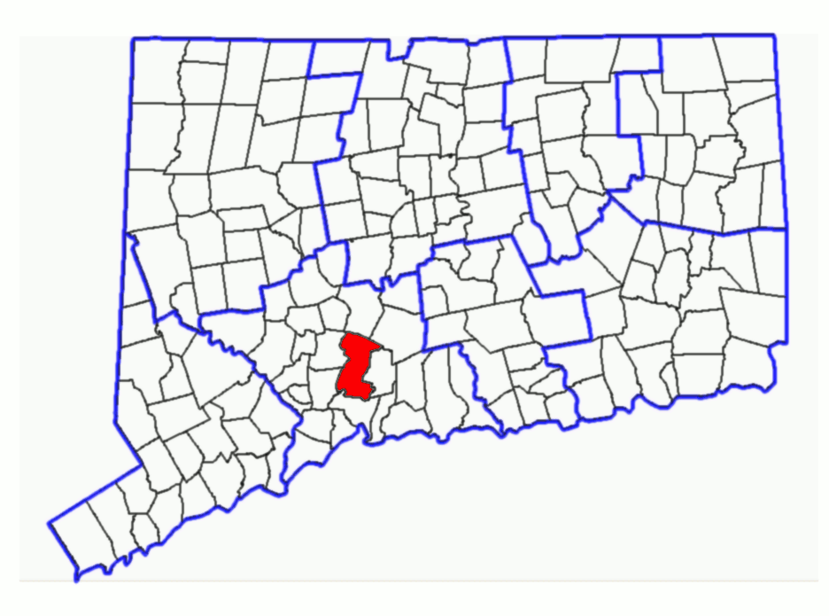 Locator map of Hamden