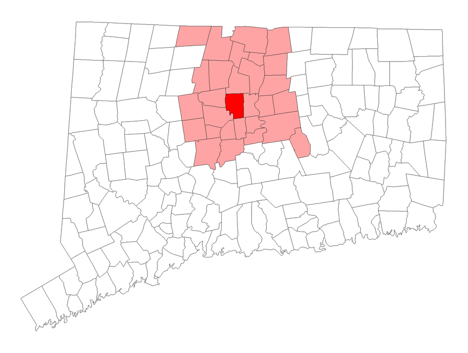 Locator map of West Hartford
