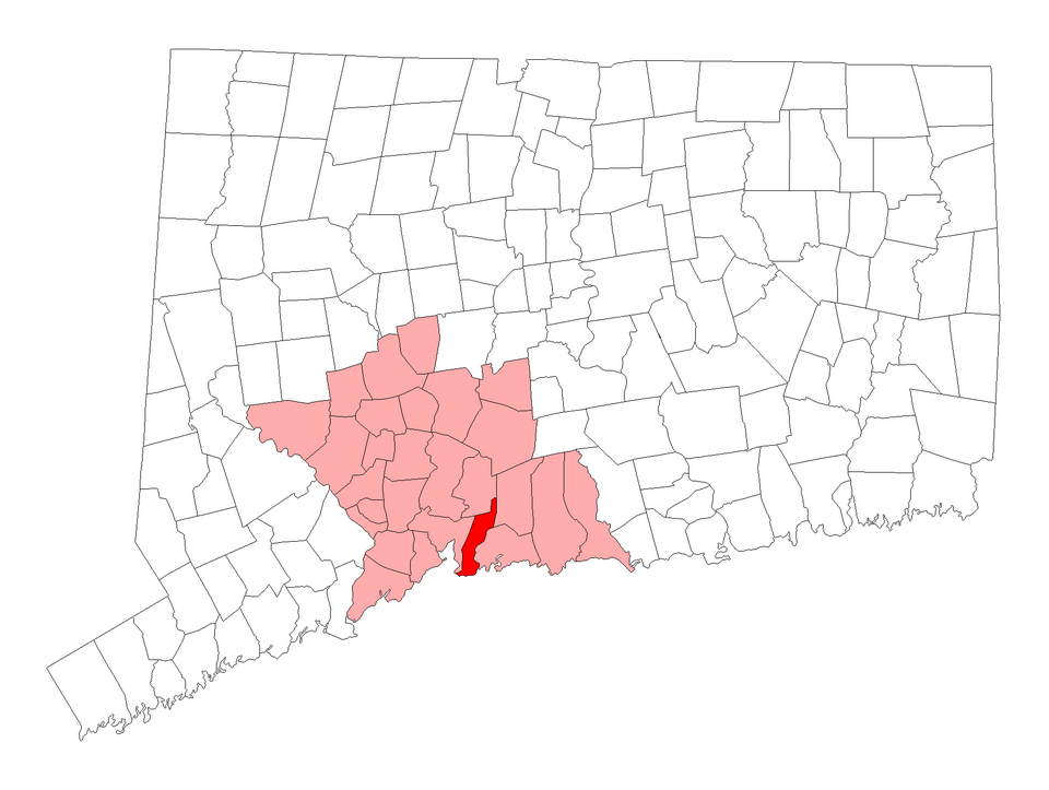 Locator map of East Haven