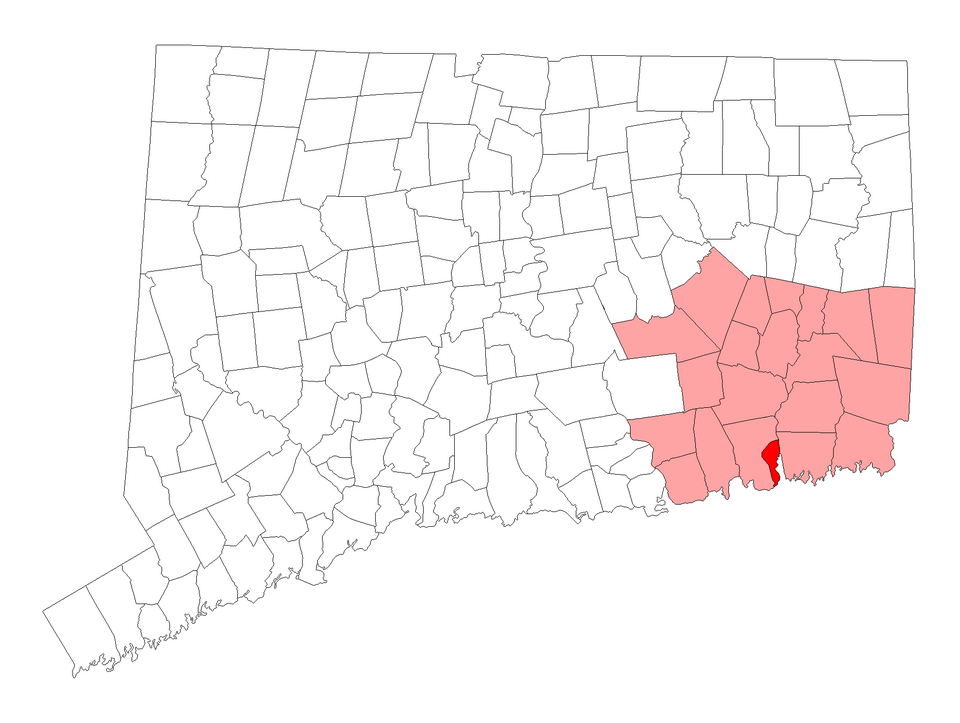Locator map of New London