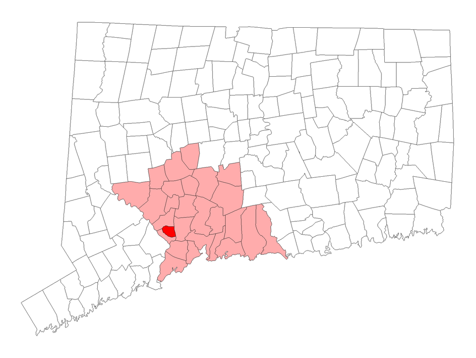 Locator map of Ansonia