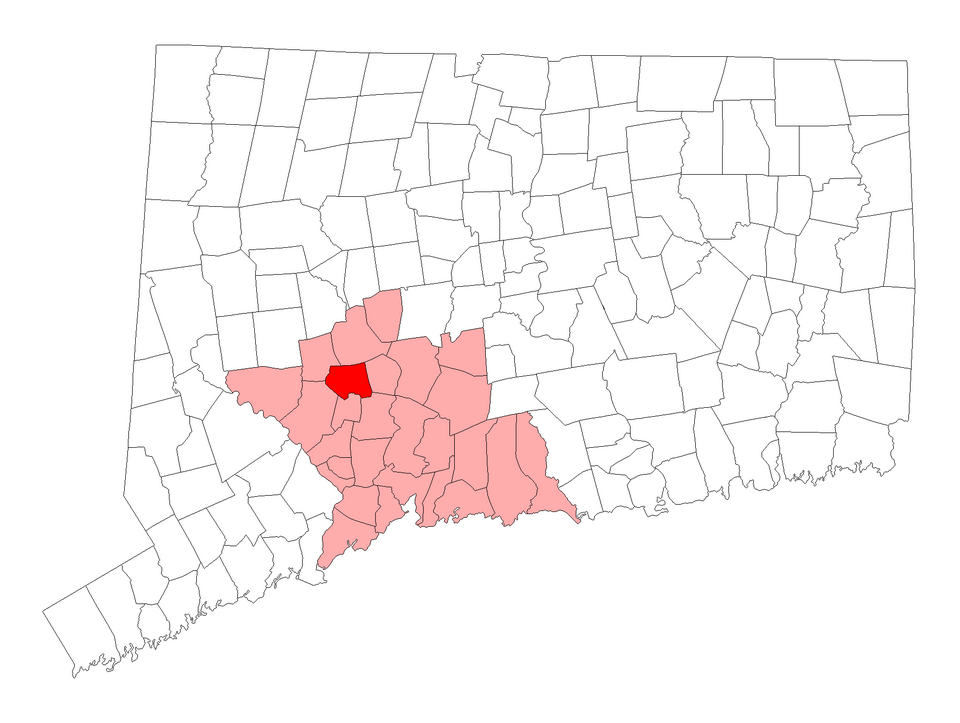 Locator map of Naugatuck