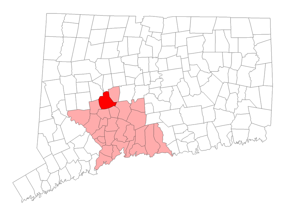 Locator map of Waterbury
